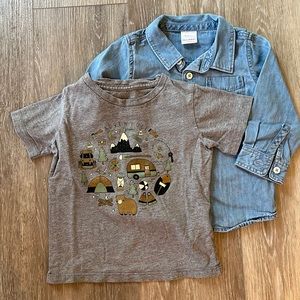 Bundle! Hanna Andersson Chambray Button Down and Patagonia Tee - Boys 2T